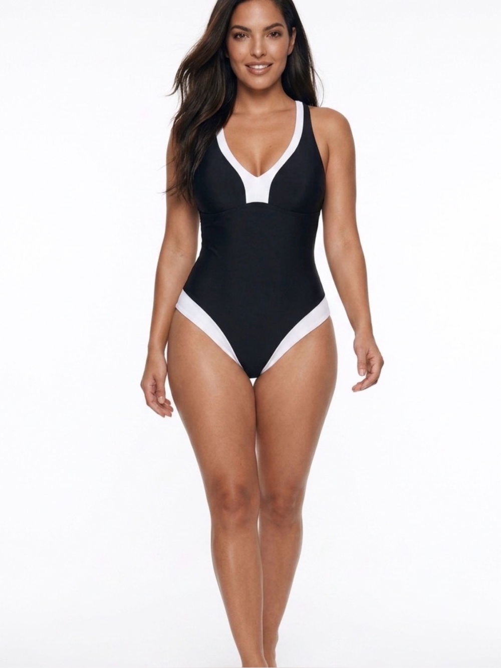 0202: Serra Black and White Contrast One-Piece Swimsuit